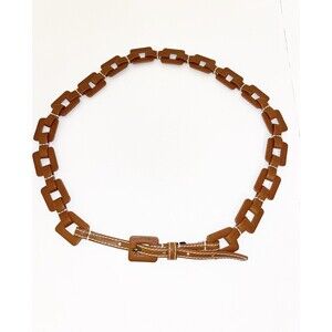 Vegan Leather Brown Belt with White Stitching Size Large